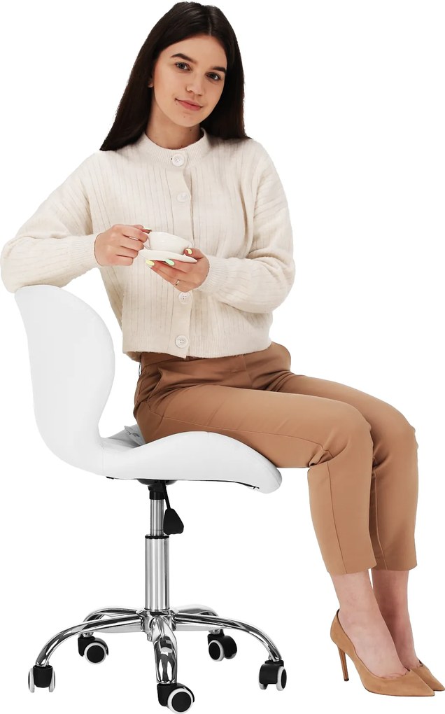 Irodai fotel, fehér/króm, ARGUS NEW