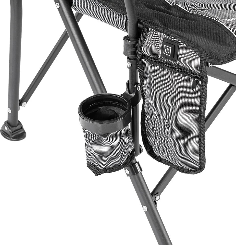 Leziter Premium fűthető karfás horgász szék pohártartóval szürke