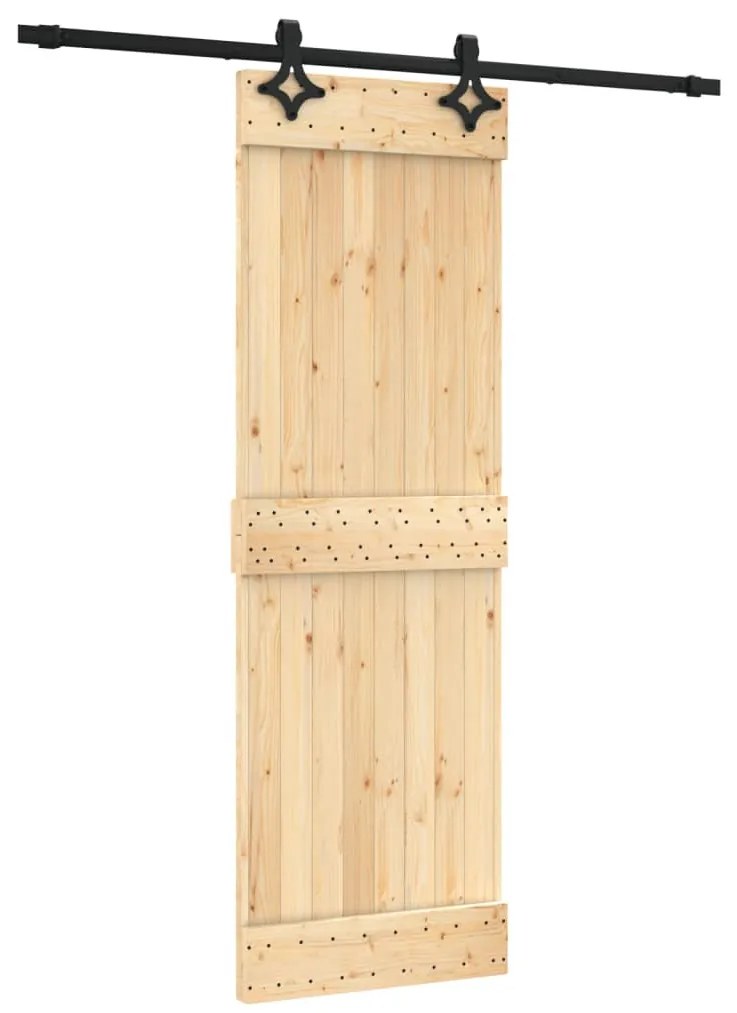 Tömör fenyőfa tolóajtó fémszerelék szettel 70 x 210 cm