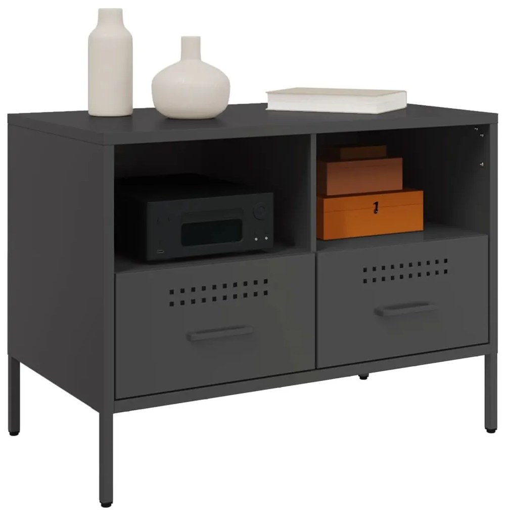 2 db fekete acél TV-szekrény 68 x 39 x 50,5 cm