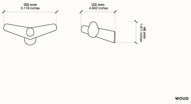 Fogas "Tail Wing", kicsi, 2 változat - Woud Variáns: világos tölgyfa
