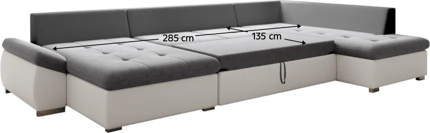 Kinyitható ülőgarnitúra, fehér/szürke, jobbos, MATAR U