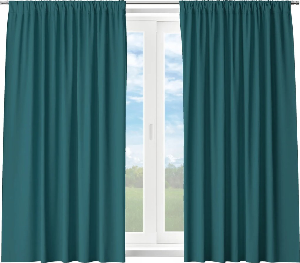 Kész Függöny Szalagos Béka 140X160 CM Függöny Smaragd Türkiz 5126