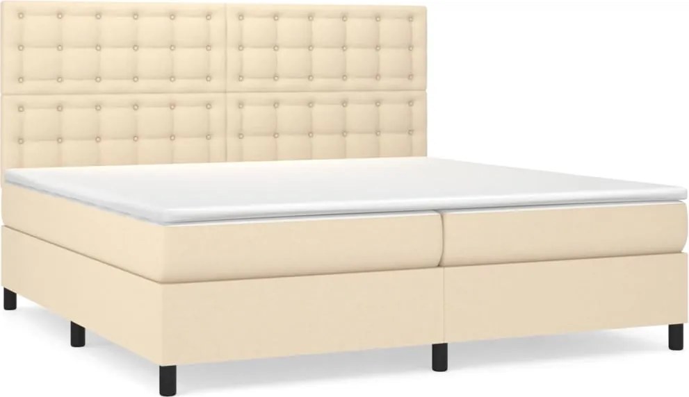 vidaXL krémszínű szövet rugós ágy matraccal 200 x 200 cm
