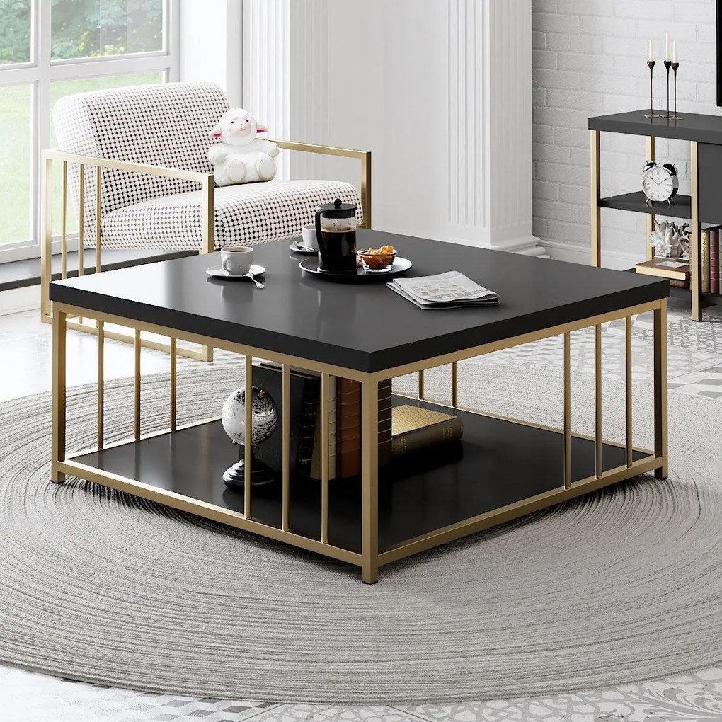 Dohányzóasztal Zenn - Anthracite, Gold