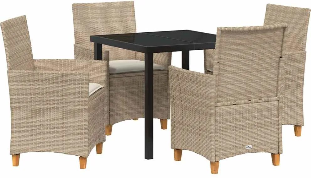 vidaXL Kert étkező szett 5 pcs Bézs polirattan