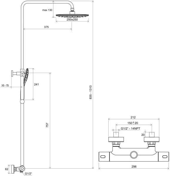 Ravak X070099 - TERMO termosztátos zuhanyszett, fényes króm