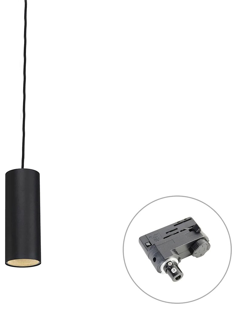 Design függőlámpa fekete, 3 fázisú sínadapterrel - 3 fázisú Tubo