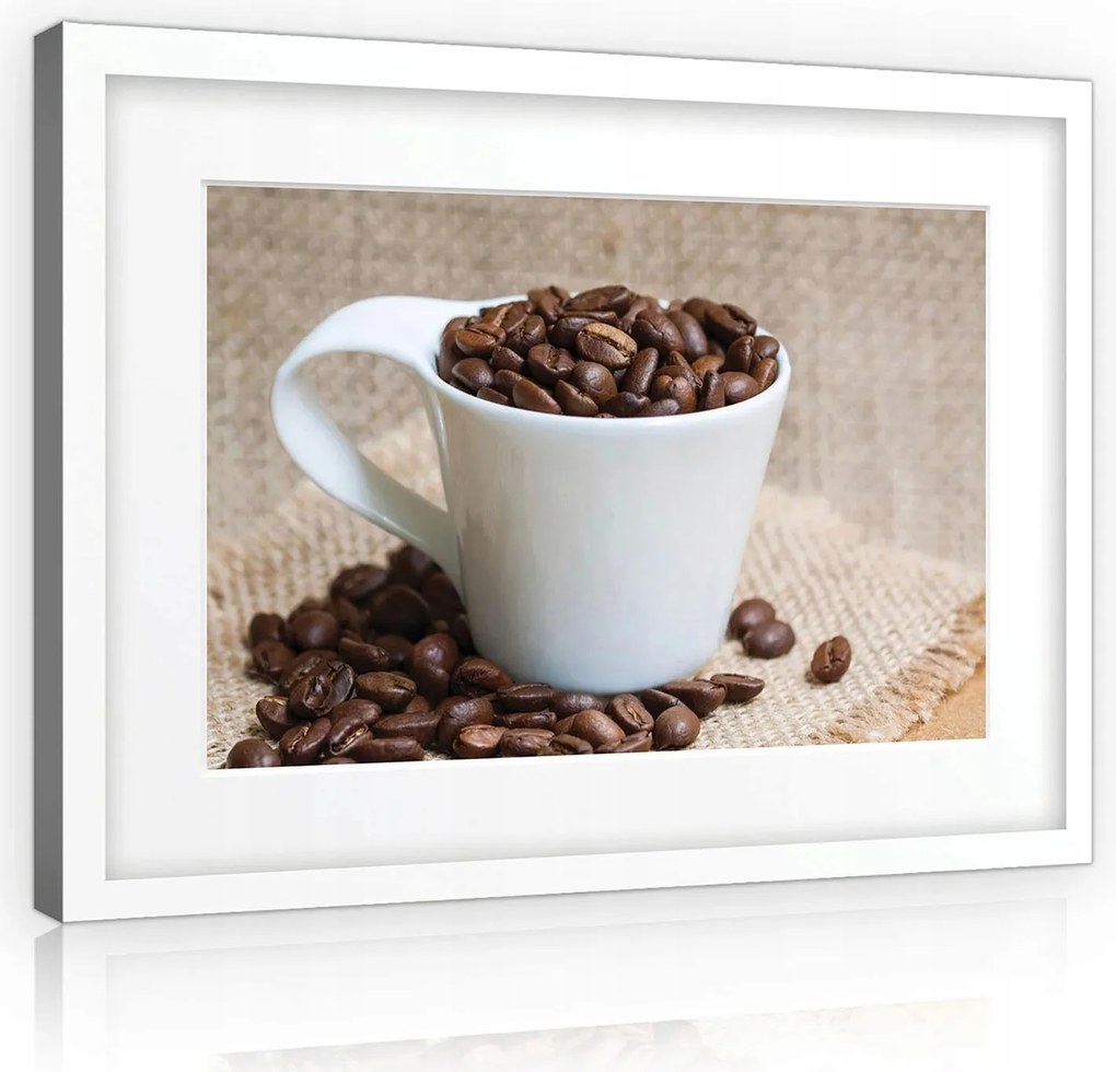 Vászonkép falikép barna fehér kávé egy csészében 100 x 75