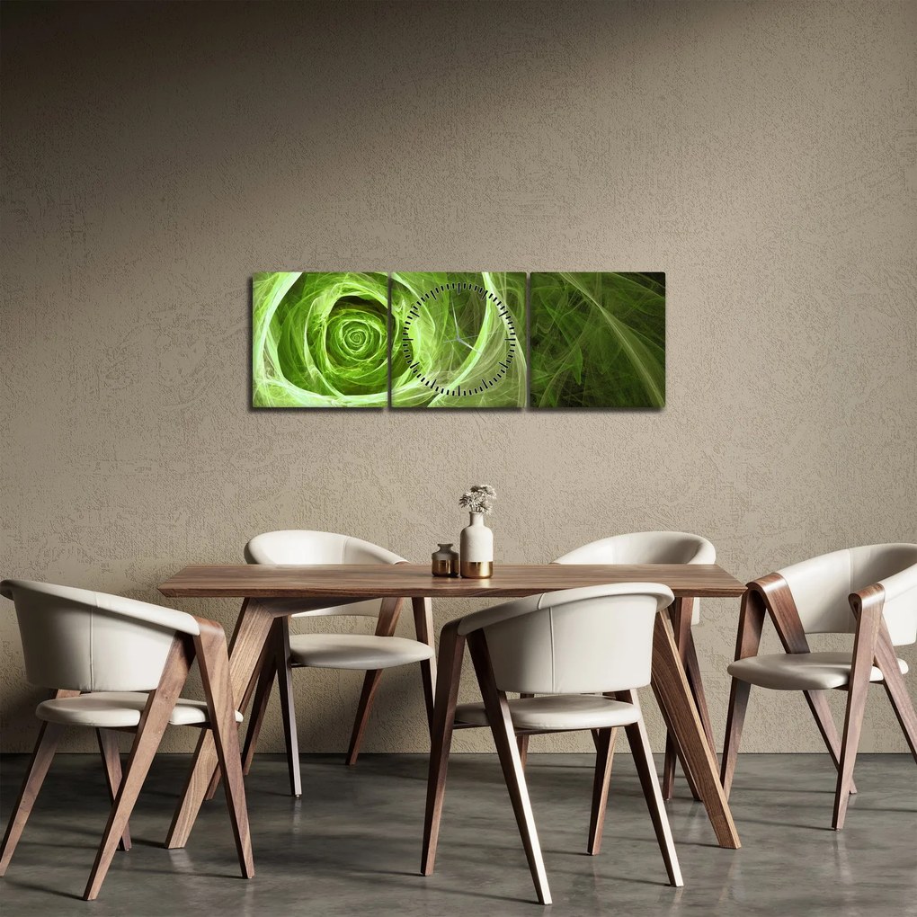 Kép - Absztrakt rózsa zöld (órával) (90x30 cm)