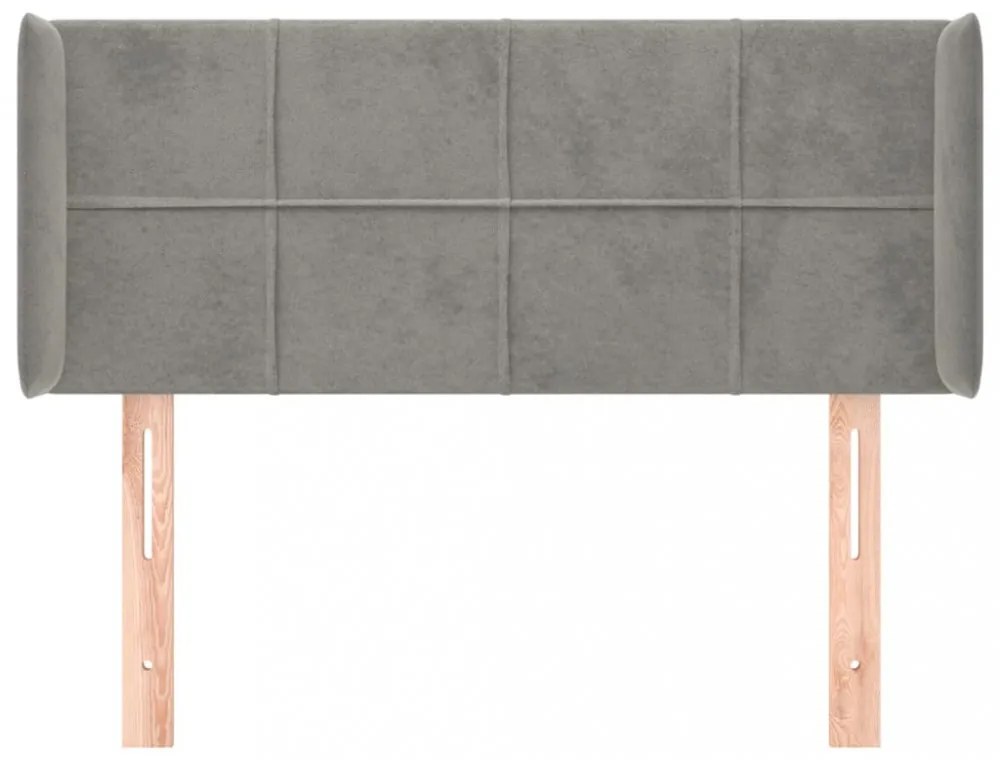 világosszürke bársony fejtámla 93x16x78/88 cm