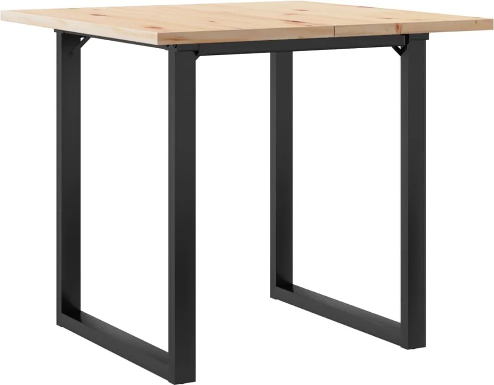 vidaXL tömör fenyőfa és acél étkezőasztal O-vázzal 90x90x75,5 cm