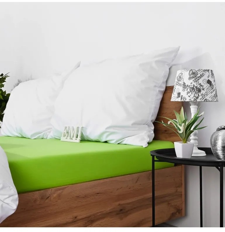 EMI zöld 100% pamutjersey gumis lepedő, Gyerek lepedő 70x140