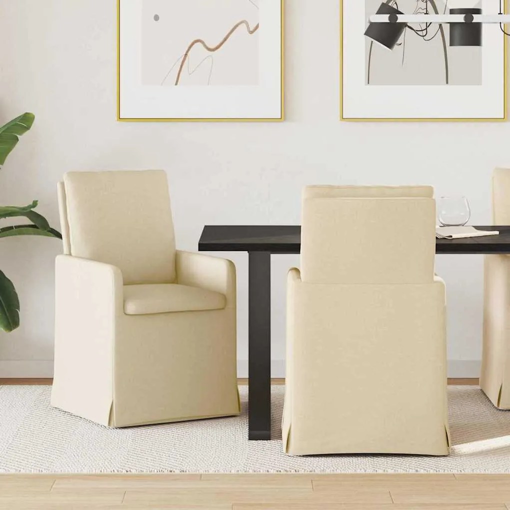 Étkező Székek 2 pcs Krém 57 x 67 x 98 cm szövet