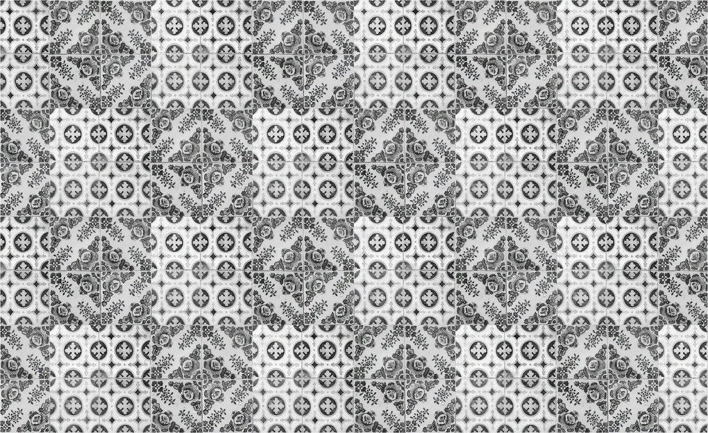 Fotótapéta csempe geometria virágok vinil dísz 254x184 +ragasztó