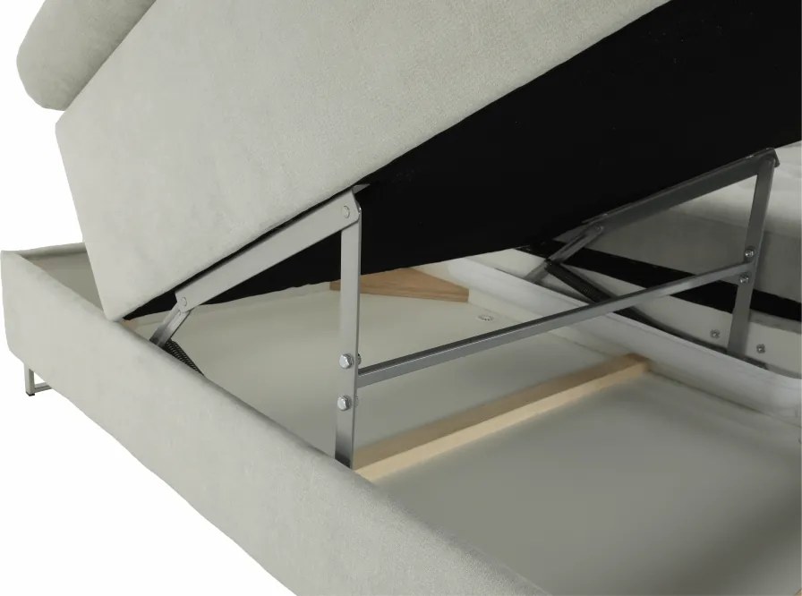 Ülőgarnitúra tárolóhellyel, világosszürke, szövet, balos, BUTON R