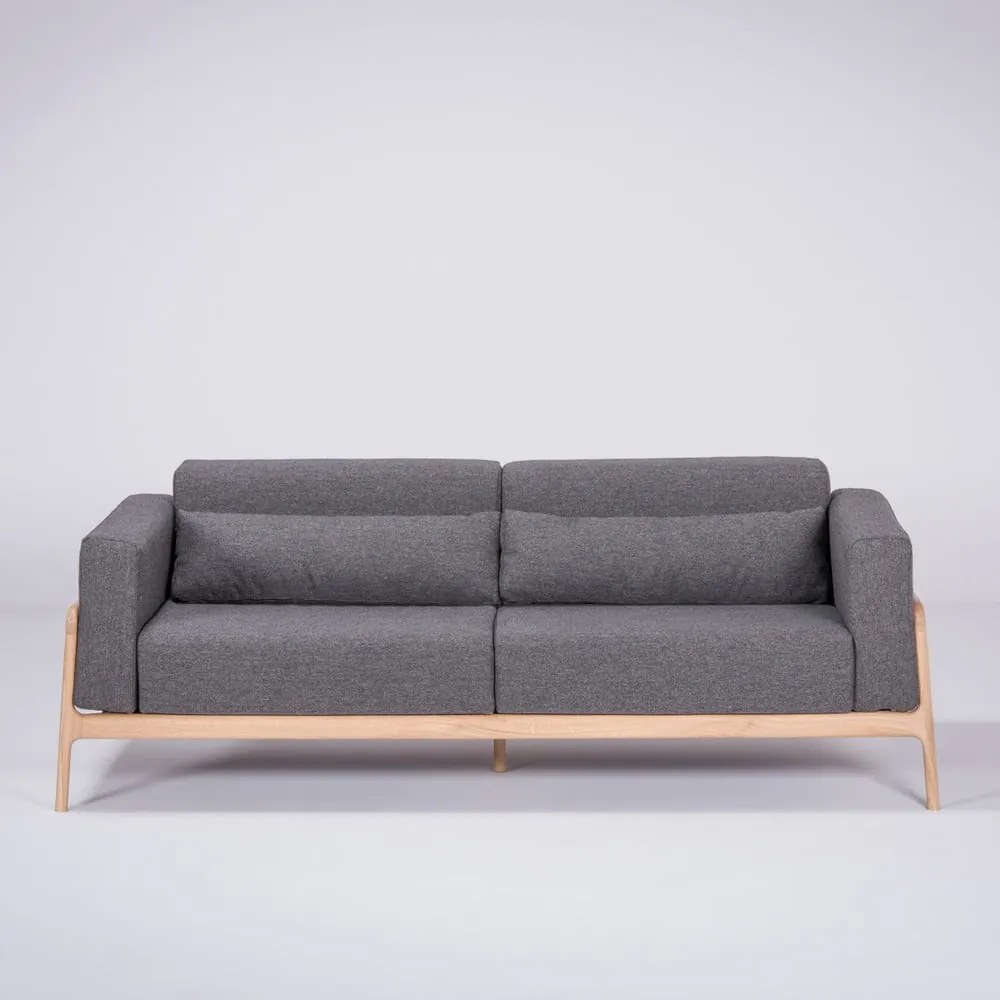 Fawn sötétszürke kanapé tölgyfából, 210 cm - Gazzda
