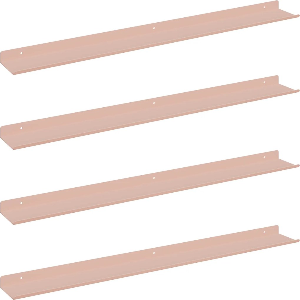vidaXL Lebegő polc 4 pcs Rózsaszín 80 x 9 x 2,5 cm Acél