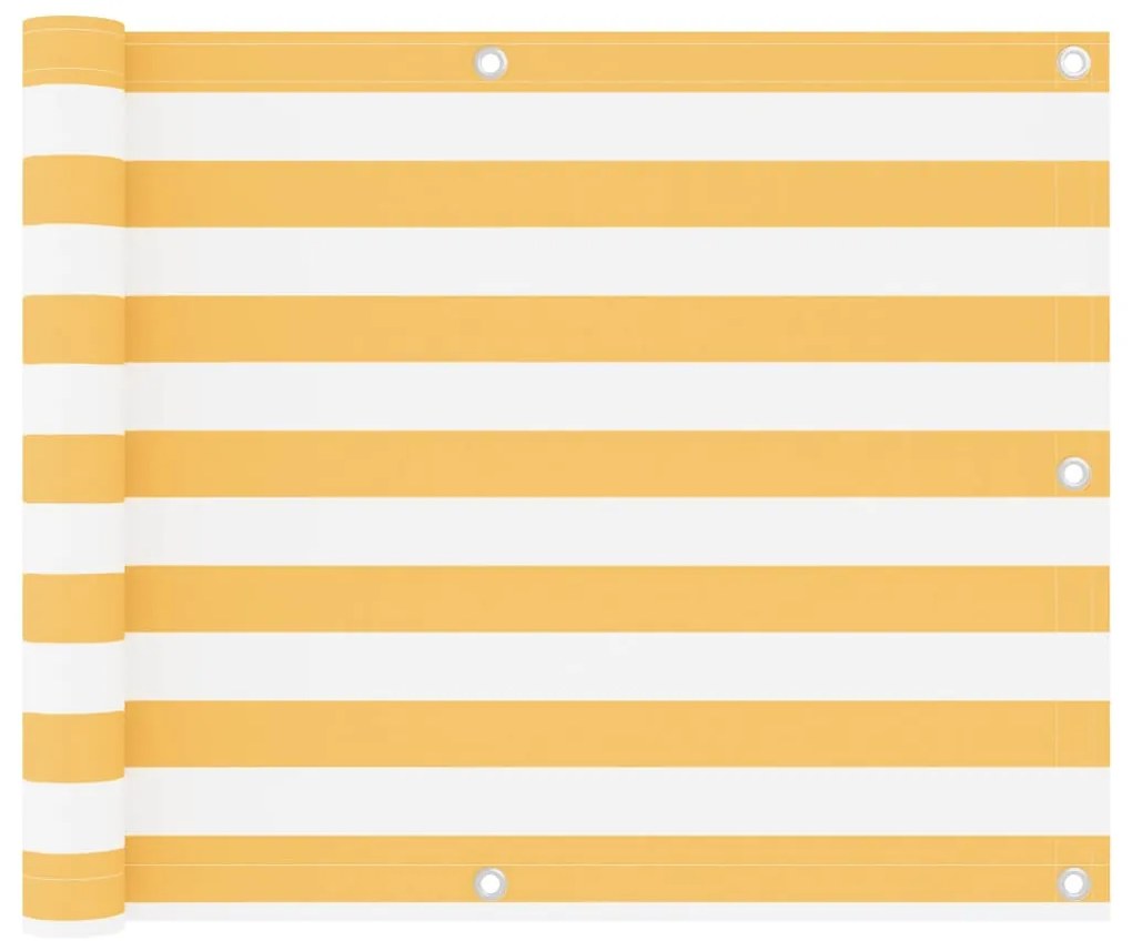 fehér-sárga oxford-szövet erkélyparaván 75 x 300 cm