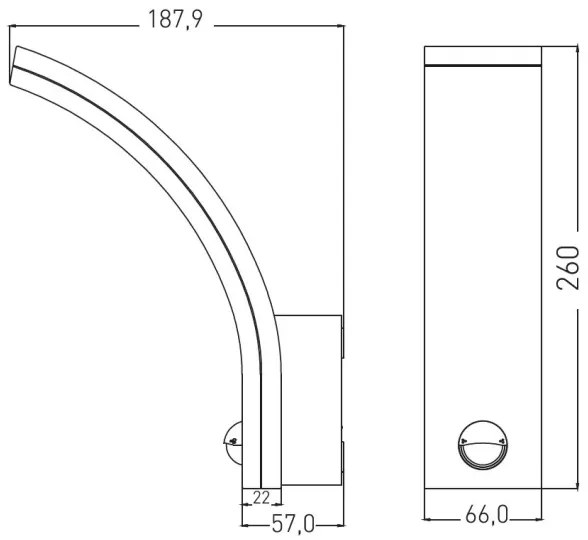 LED kültéri fali lámpatest mozgás- és alkonyérzékelővel LED/20W/230V IP65