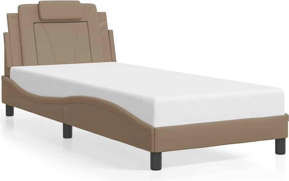 vidaXL cappuccino színű műbőr ágykeret Viana matrac nélkül 90 x 200 cm