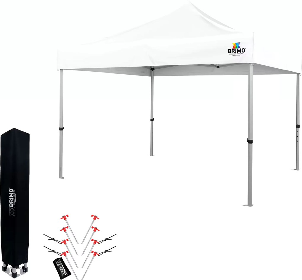 Összecsukható Kerti Pavilon 3x3 m | Prémium UV/PVC Védelem | Masszív BRIMO Vázszerkezet | Gyors Összeszerelés Szerszám Nélkül - falak nélkül - Fehér
