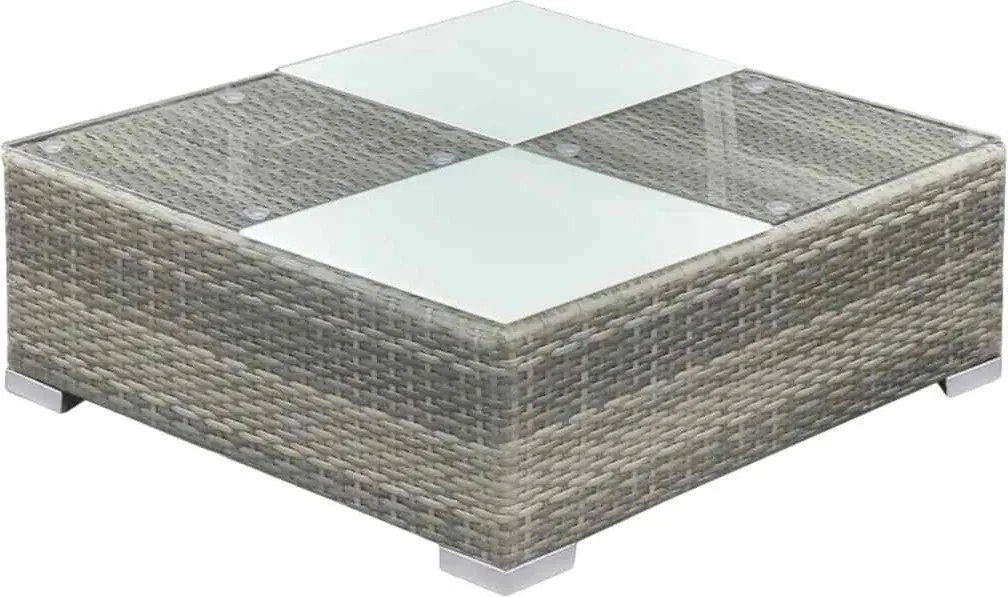 8-részes szürke polyrattan kerti bútorszett párnákkal