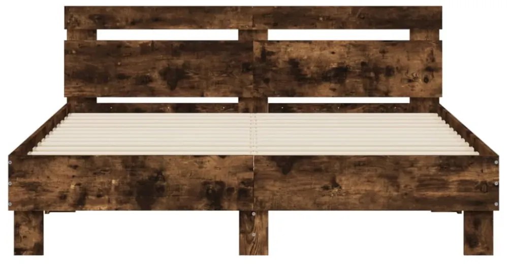 füstös tölgy színű ágykeret fejtámlával és LED-del 150x200 cm
