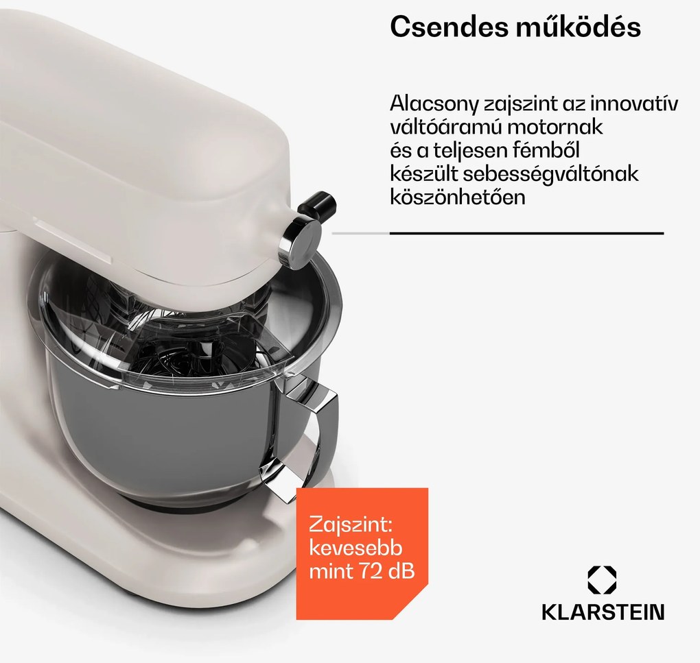 Klarstein Chiara konyhai robotgép, 1600 W, 12 beállítás, rozsdamentes acél tál, LCD kijelző, Tartozékokkal együtt