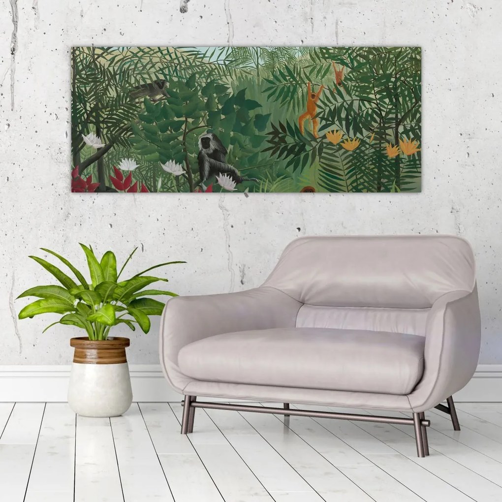 Kép - Henri Rousseau, Tropical Forest with Monkeys, reprodukciók (120x50 cm)