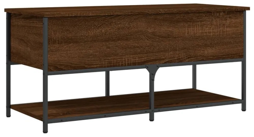 barna tölgyszínű szerelt fa tárolópad 100 x 42,5 x 47 cm