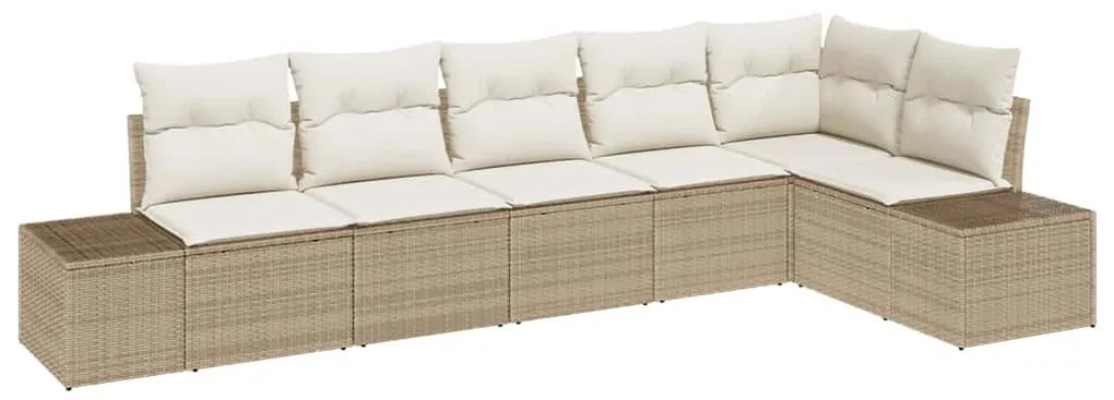 Kerti Kanapé Szett párnával 6 pcs bézs és krémszínű Poli rattan