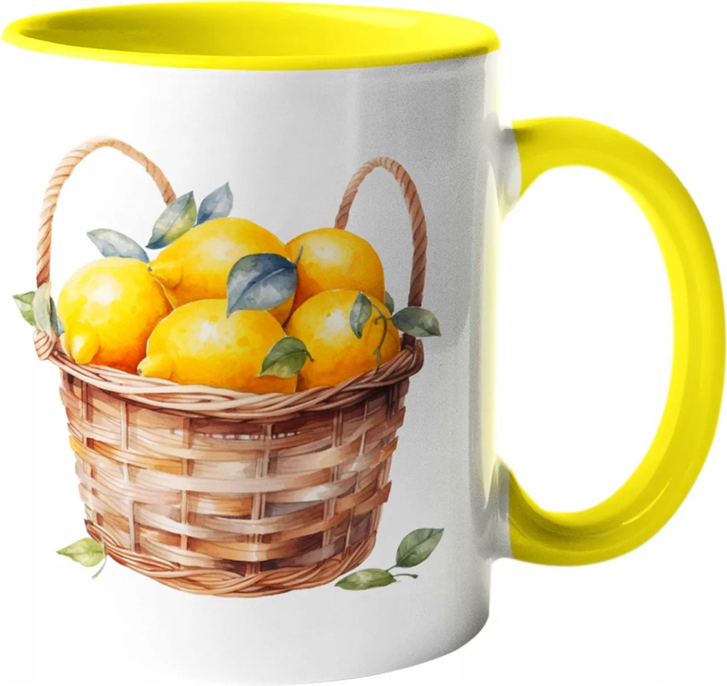 Csodálatos Bögre Zamatos Szicíliai Citrom Kosárban Citrom Kerámia 330ml.