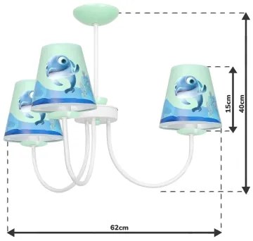Gyermek csillár rúdon DOLPHIN 3xE14/40W/230V