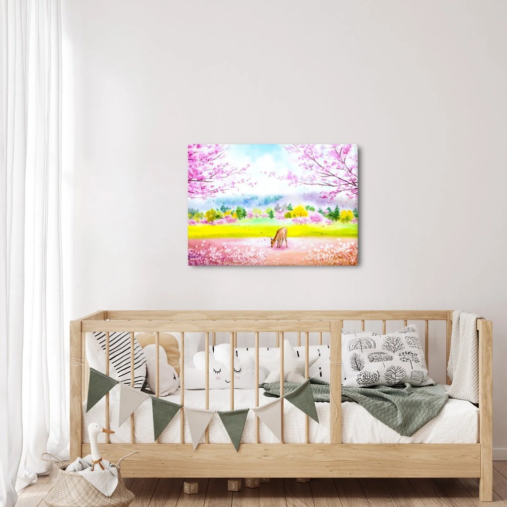 Kép - festett szarvas, akvarell (70x50 cm)