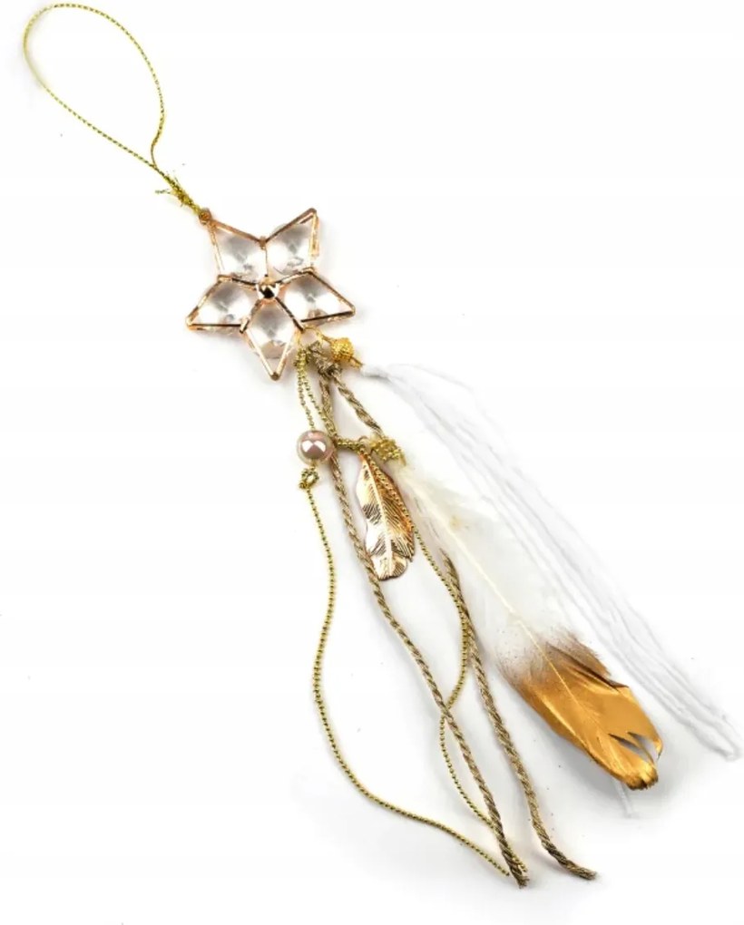 Arany csillag medál kristályokkal és tollal 35x5cm Mondex