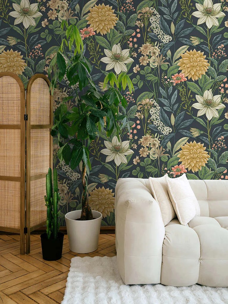 Holden Decor Wanderlust Clematis sötétkék virágos vlies tapéta – 92062