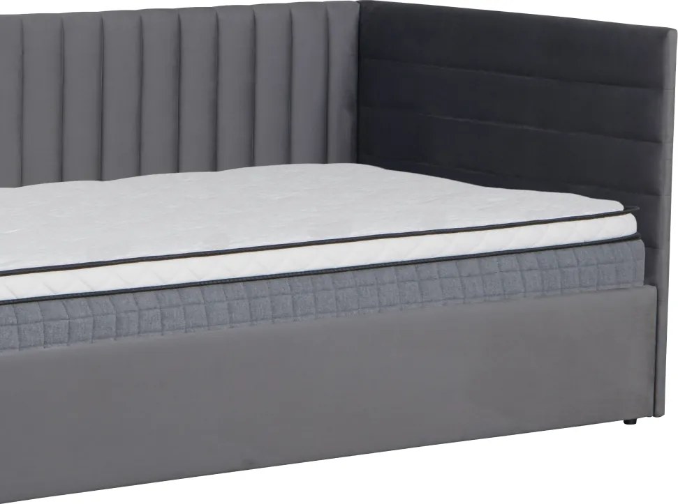 Ágy ágyráccsal, 90x200, szürke Velvet szövet, MEVIA