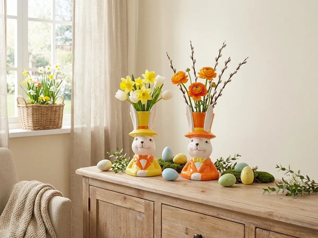 Húsvéti kerámia váza EASTER BUNNY 20 cm - több színben Termék színe: Sárga
