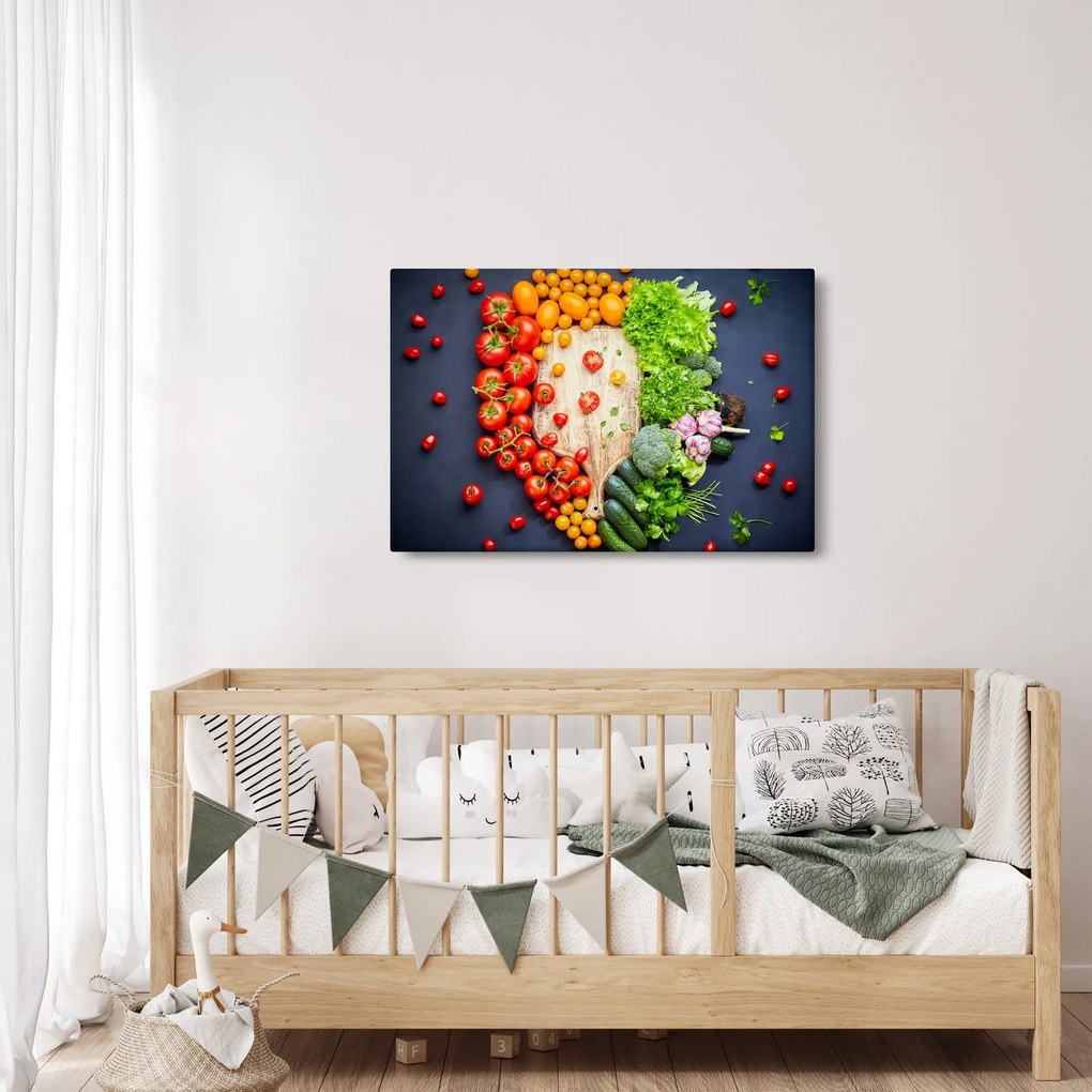 Kép - Zöldséggel teli asztal (90x60 cm)