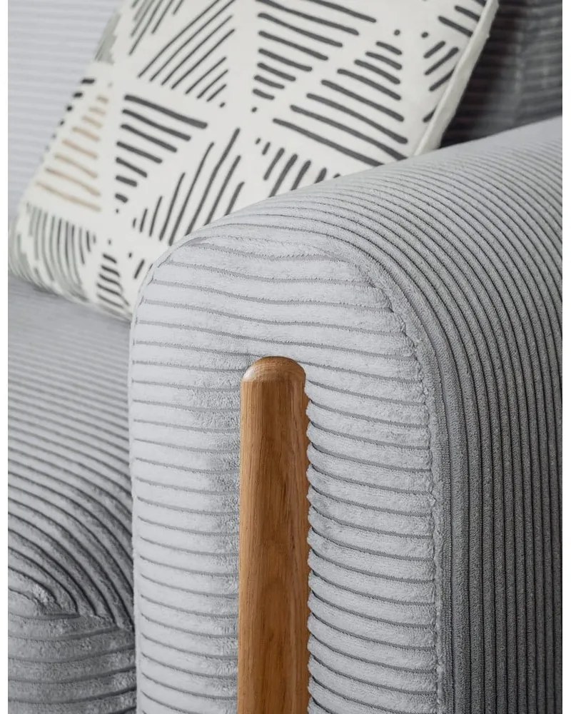 Szürke kordbársony kinyitható-tárolóhelyes kanapé 244 cm Arcadova – ELTAP