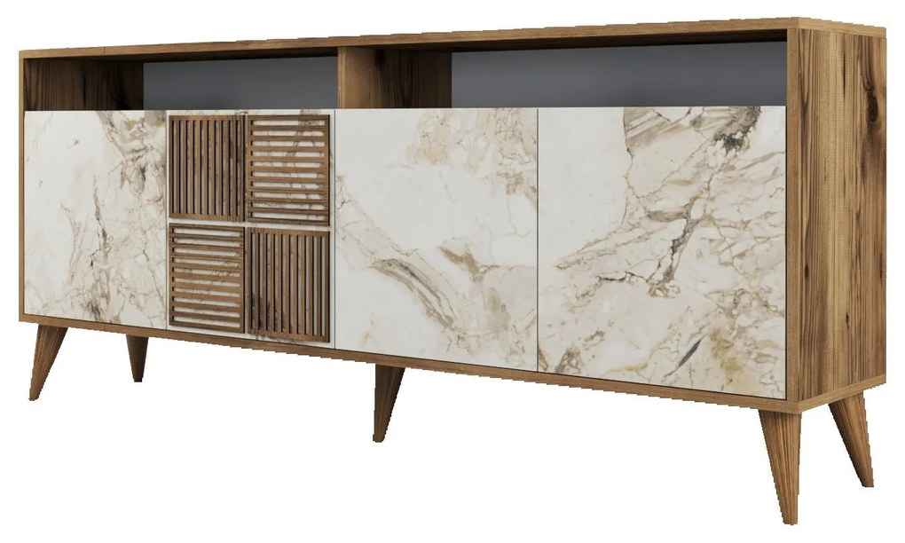 Konzolasztal Milan - Diós, Fehér Marble