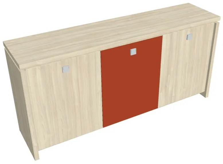 Verno alacsony szekrény 188 x 46 x 90 cm, kombinált ajtó, akác / narancs