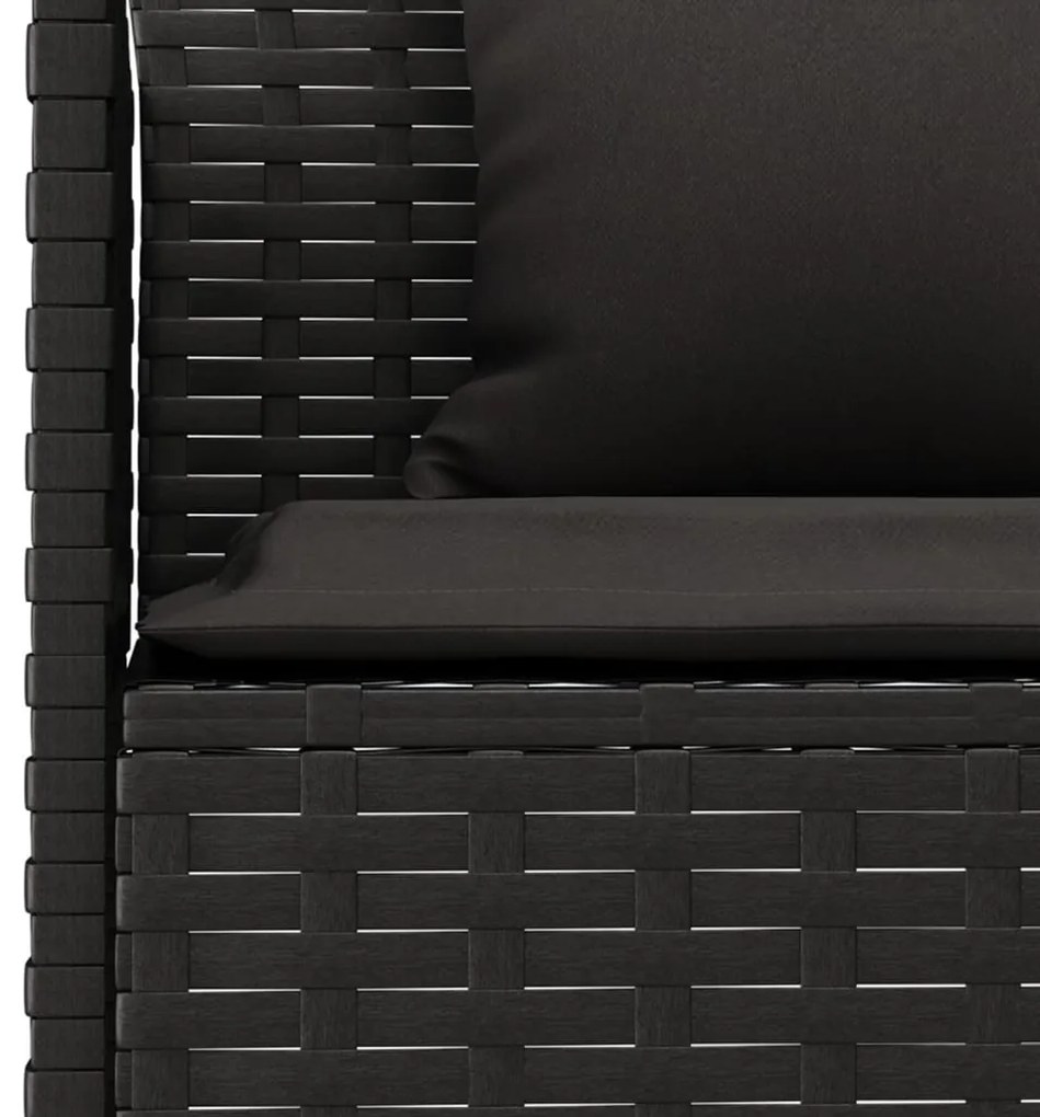 6 részes fekete polyrattan kerti étkezőgarnitúra párnákkal