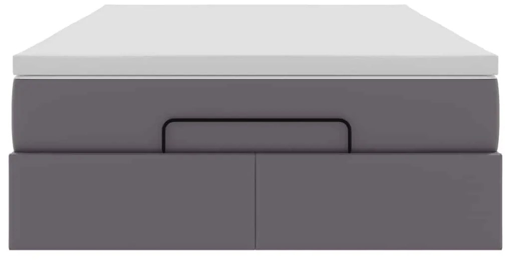 Ottomán ágykeret matraccal Szürke 120x190 cm műbőr 120x190 cm