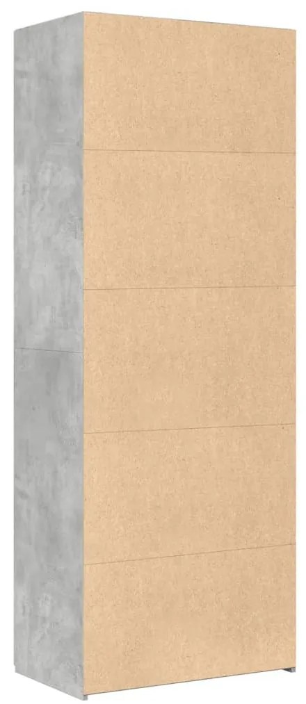 betonszürke szerelt fa magasszekrény 70 x 42,5 x 185 cm