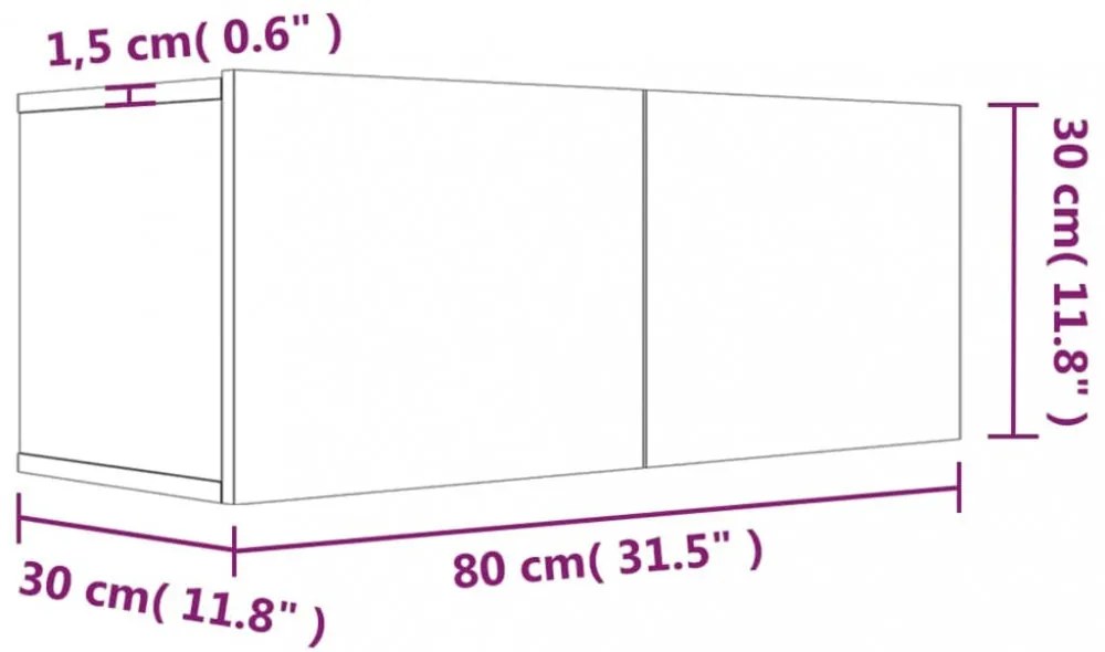 füstös tölgy színű szerelt fa TV-szekrény 80 x 30 x 30 cm