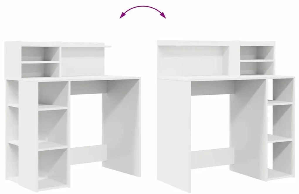 Íróasztal tárolóval polcokkal Fehér 90 x 48 x 101.5 cm Faanyag
