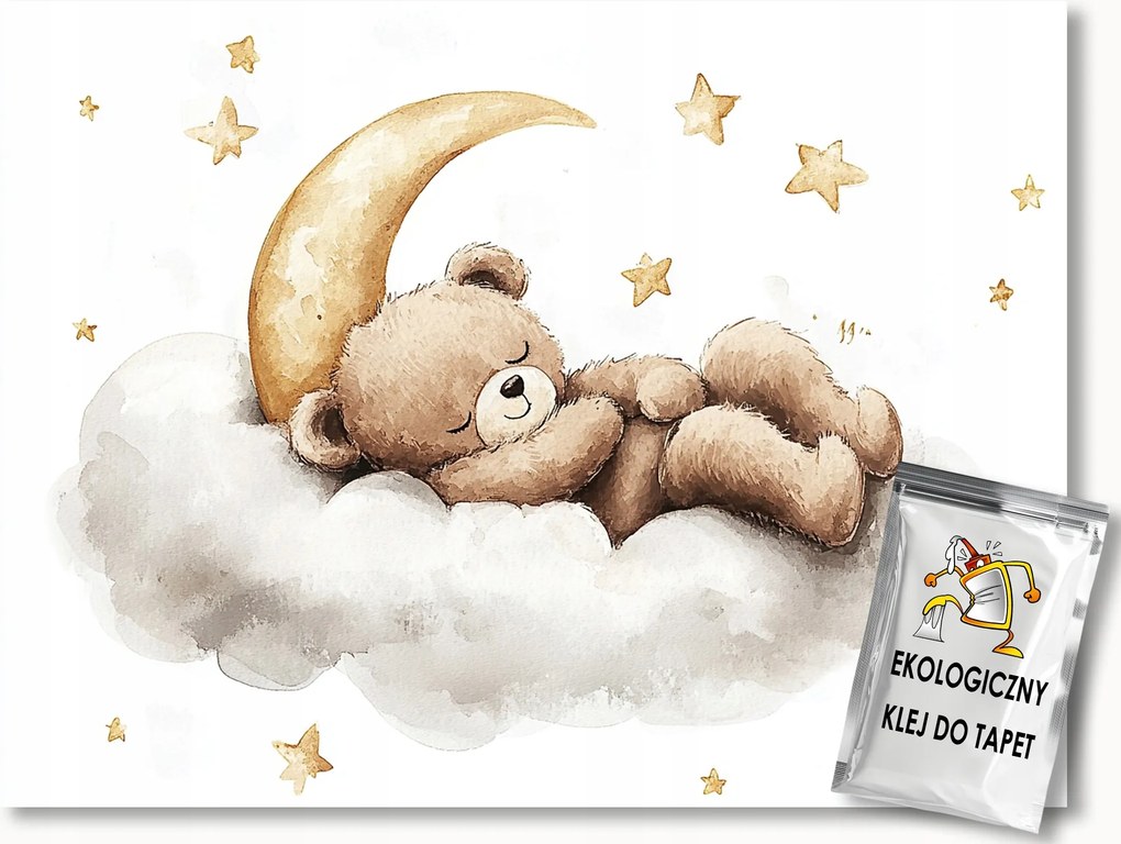 Fotótapéta Flizelina Éjszaka Ég Hold Csillagok Mackó Álom Mese 350x250 ragasztó