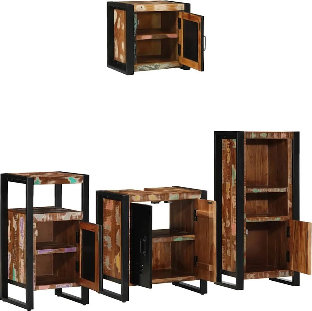 Fürdőszoba bútor szett 4 pcs Szilárd Újrahasznosított Fa